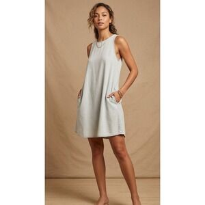 Chelsea & Theodore Shift Dress Women L Blue New Plaid Tencel Sleeveless Pockets